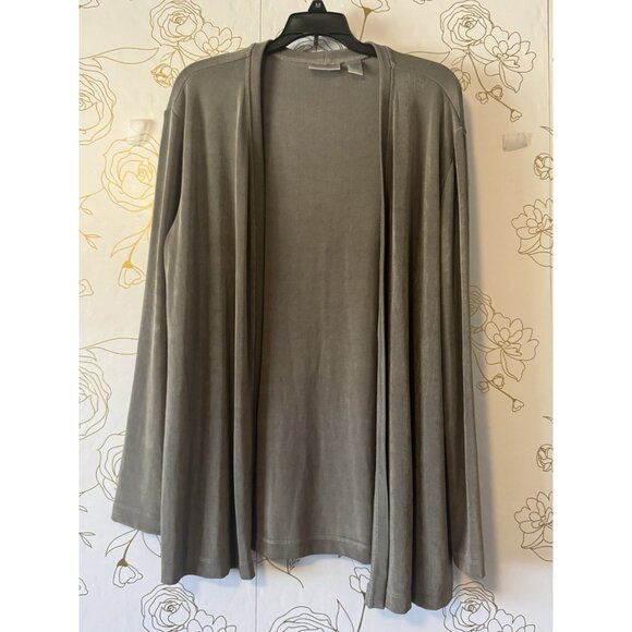Chicos Travelers Classic Cardigan Size 3 Extra Large  Autumn Green Slinky 078 - Picture 1 of 5